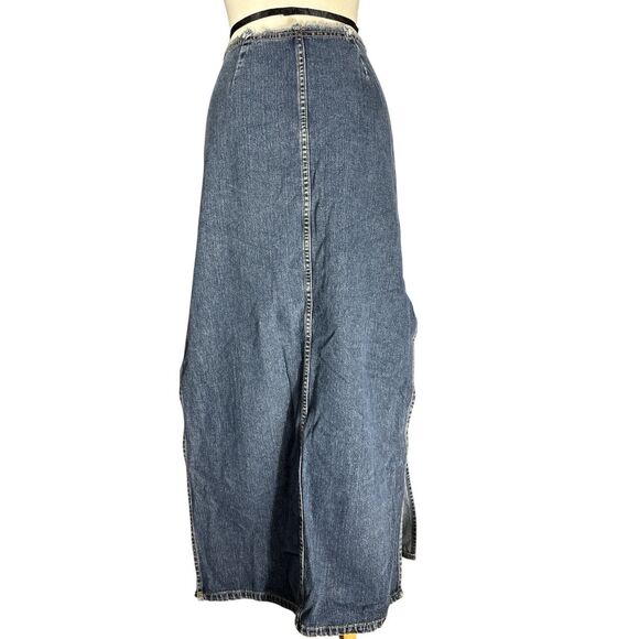 Bubblegum Y2K Denim Jean Maxi Skirt Sz 7/8 Grunge Punk Side Slits USA Made - Picture 4 of 6
